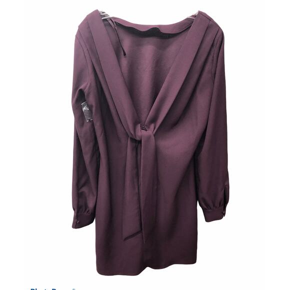 Chelsea28 V-Back Shift Long Sleeve Mini Dress Wine Burgundy Women's size 8 - Picture 5 of 8